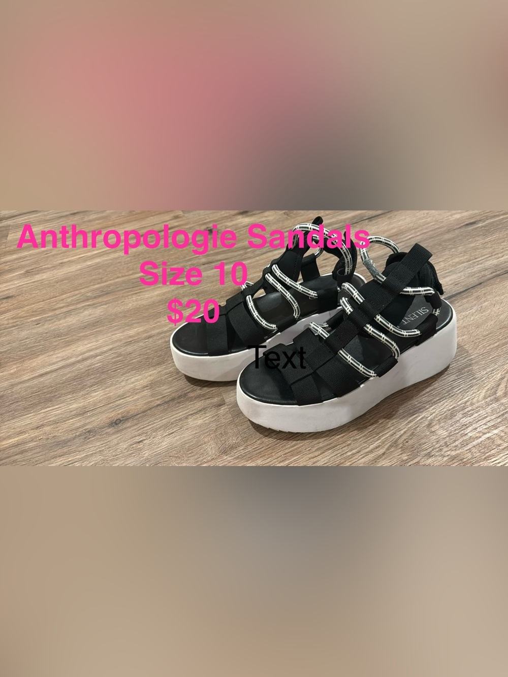 Anthropologie Silent D Black and White Platform Sport Sandals size 10